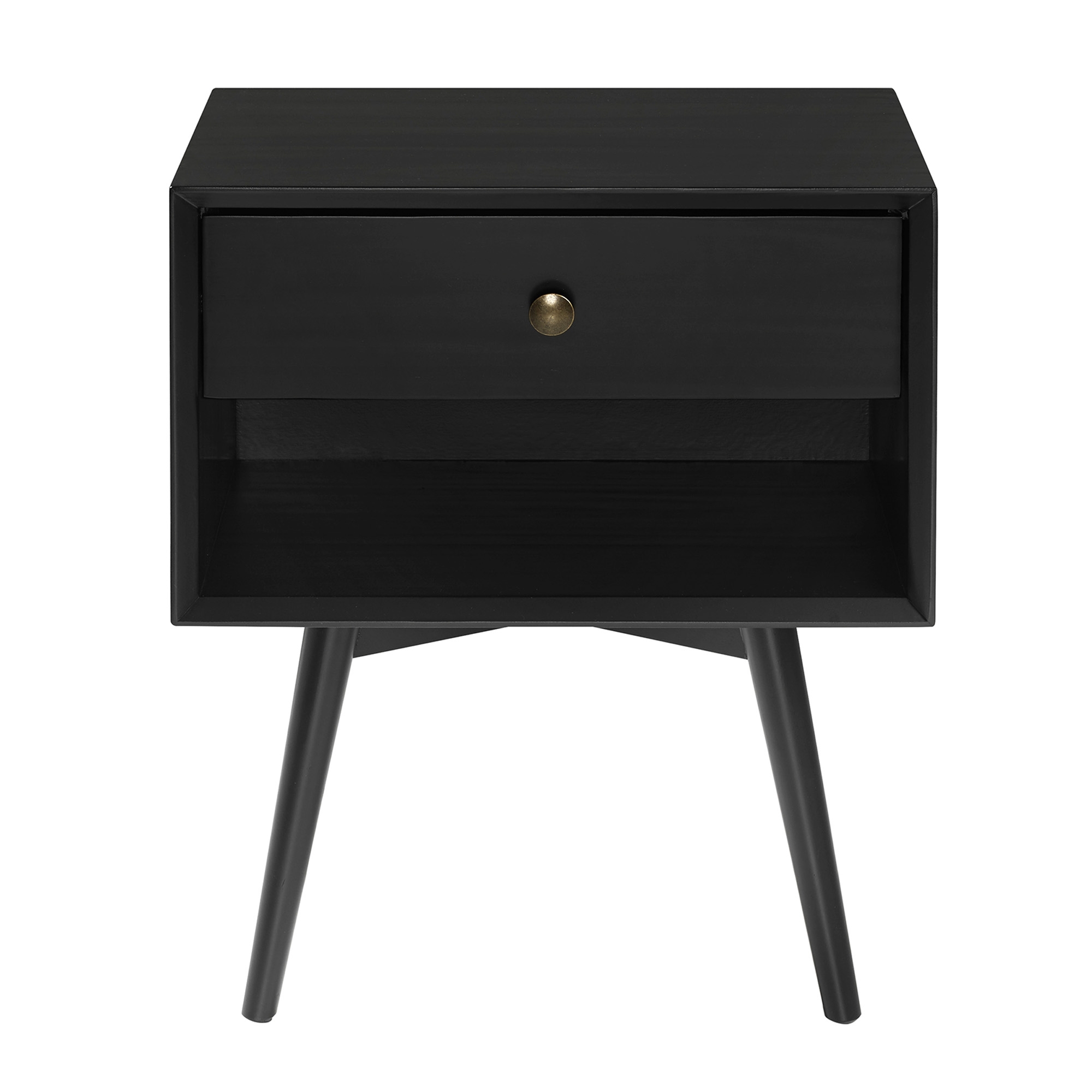 Mid Century Modern 1 Drawer Nightstand - Black - Image 1