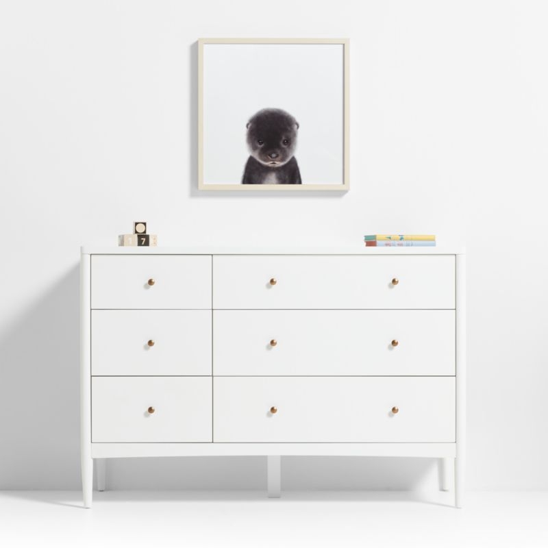 Baby Sea Otter Maple Wood Framed Wall Art Print - Image 1