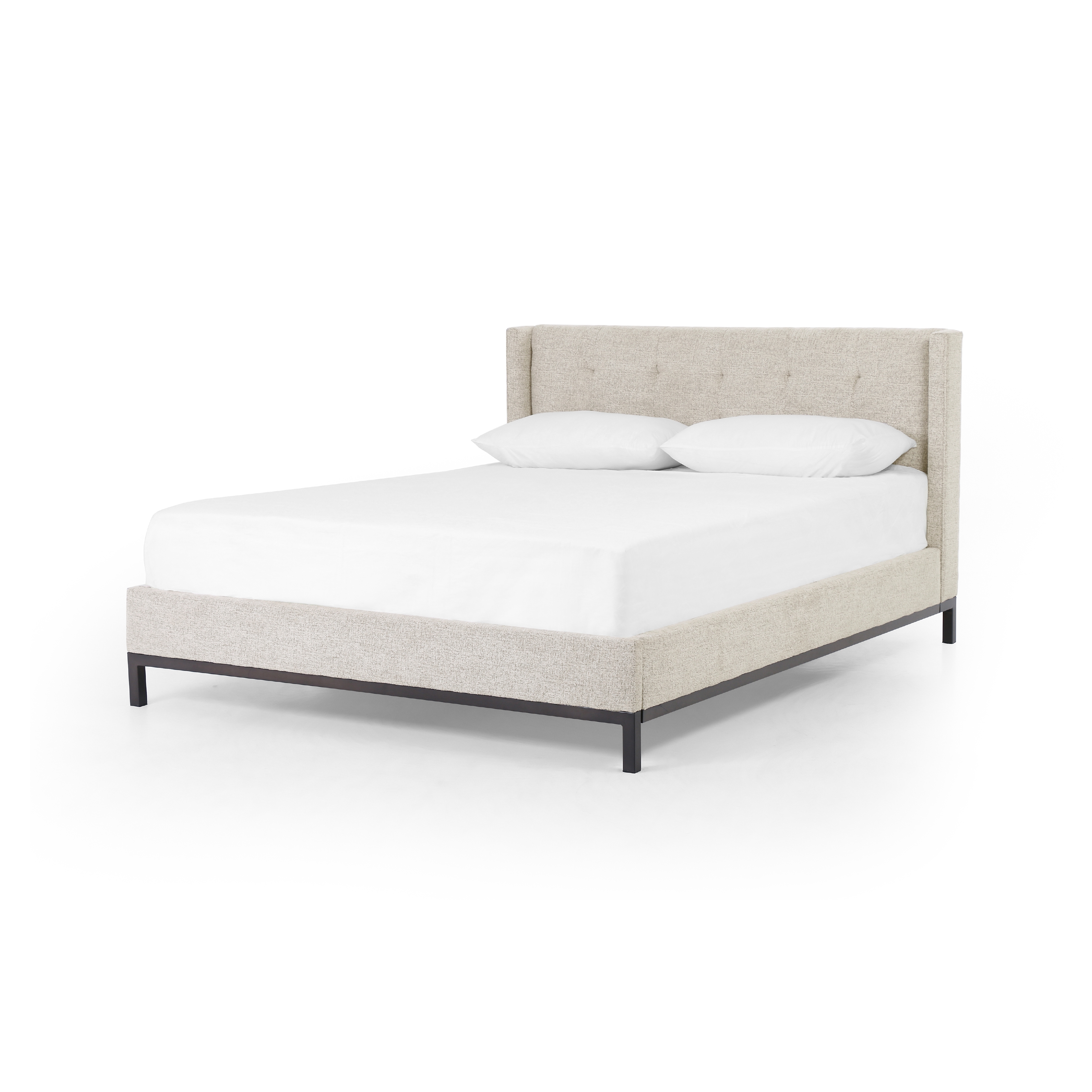 Newhall Bed-Plushtone Linen-Queen - Image 0