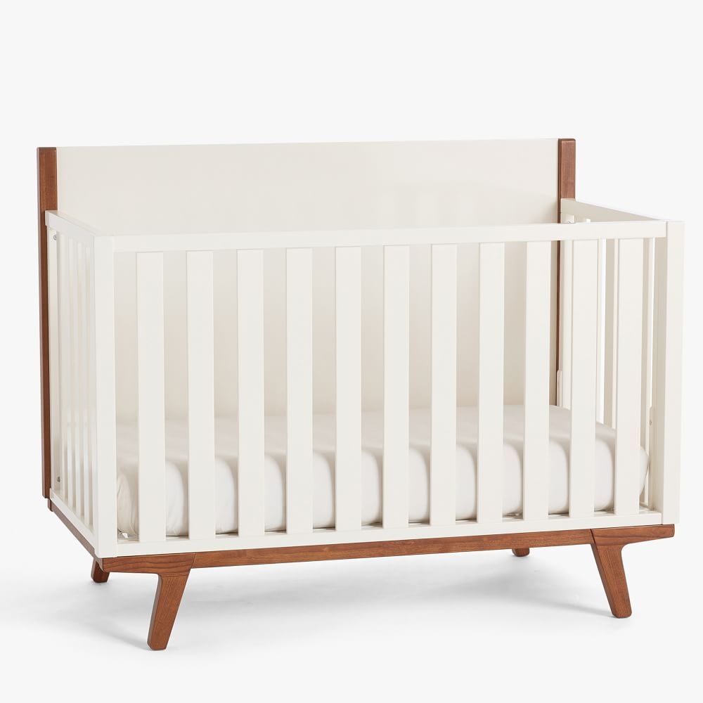 Modern 4-in-1 Convertible Crib, Simply White & Pecan, WE Kids - Image 0