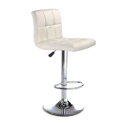 Bar Stool With Brown PU Seat And Chrome Pedestal Leg, Adjustable Height - Image 0