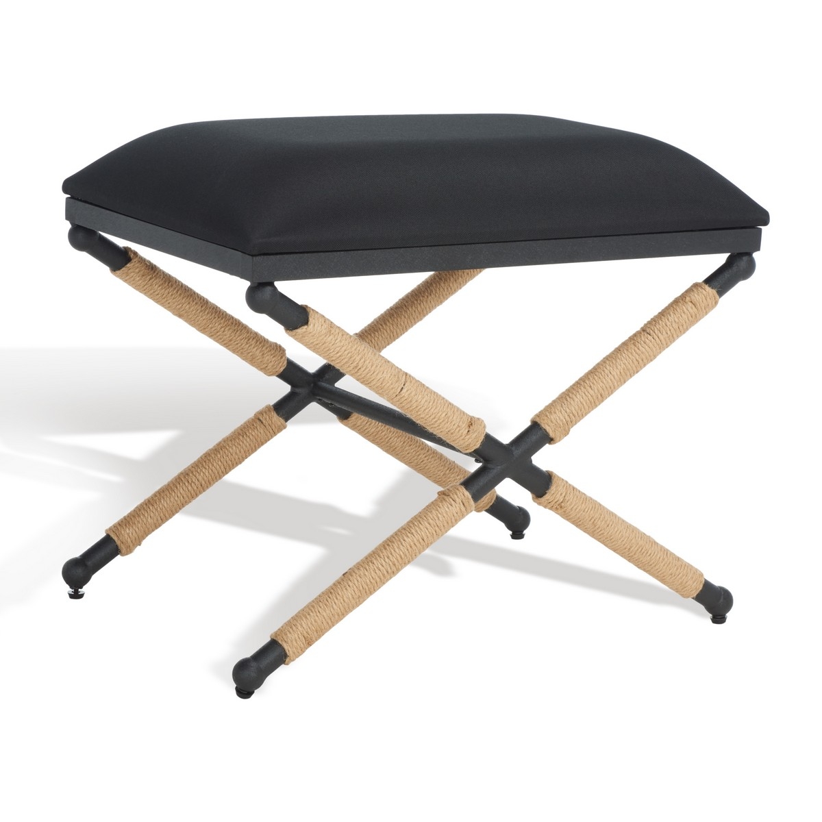 Carmelo Hemp Wrapped Ottoman - Black/Black - Image 7
