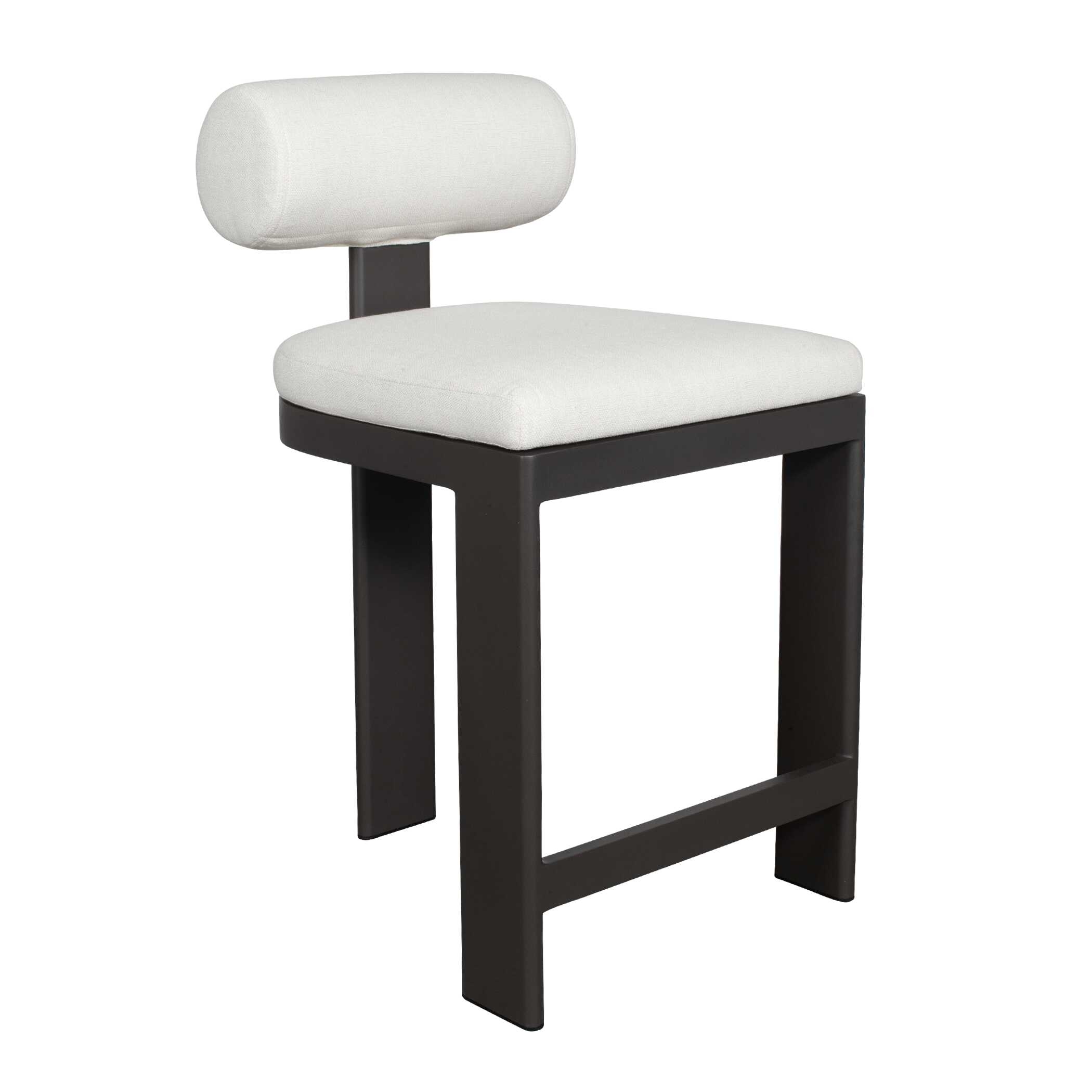 Bolster Back White Outdoor Counter Stool - Image 2
