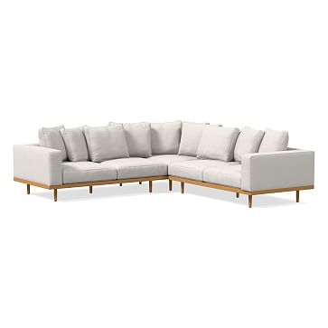 Newport Sectional Set 03: Left Arm Sofa, Corner, Right Arm Sofa Toss Back Cushion, Down, Performance Coastal Linen, White, Almond - Image 0