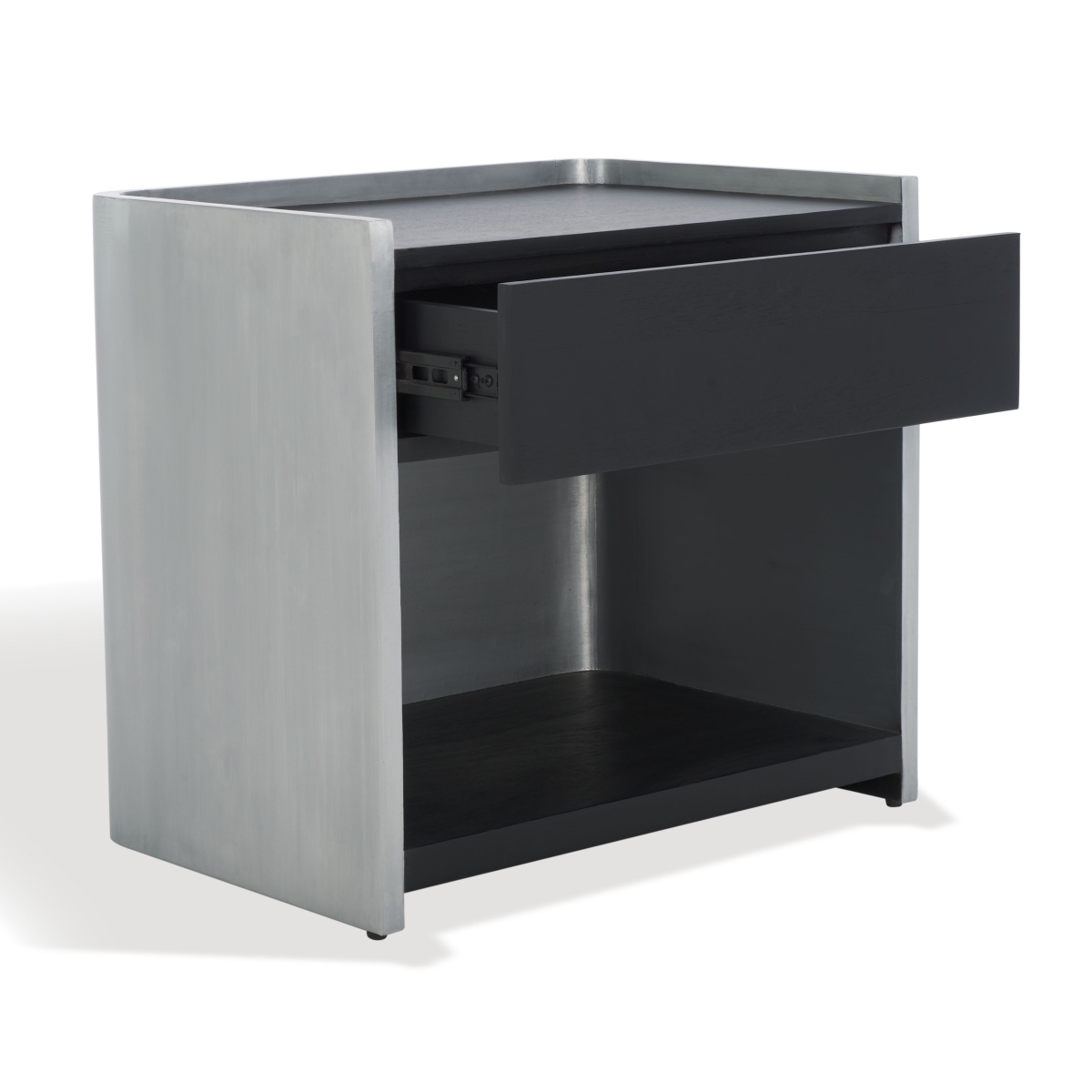Ottawa Wood & Aluminum Nightstand - Black/Silver - Image 4
