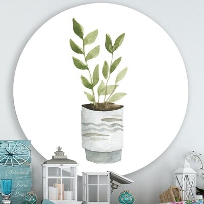 Indoor Green Home House Plants II - Traditional Metal Circle Wall Art - Image 0