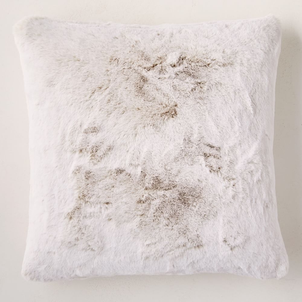 Faux Fur Chinchilla Pillow Cover, 20"x20", White - Image 0