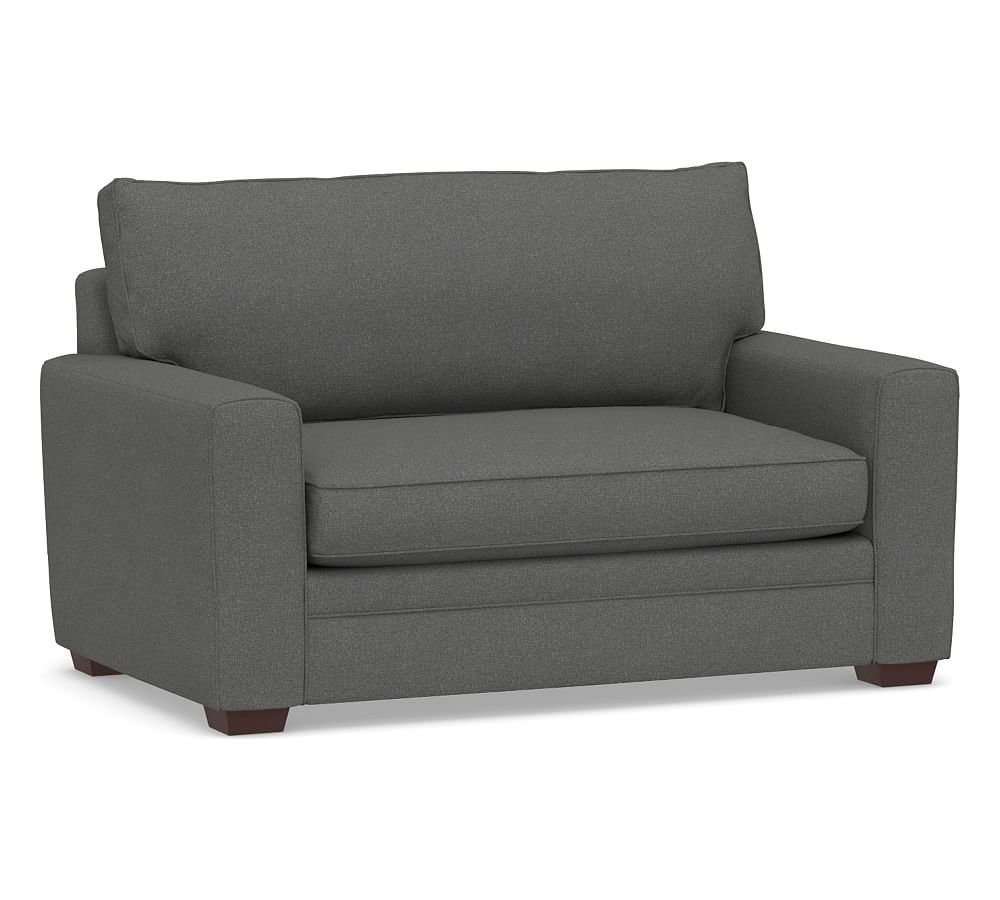 Pearce Square Arm Upholstered Twin Sleeper Sofa, Polyester Wrapped Cushions, Park Weave Charcoal - Image 0