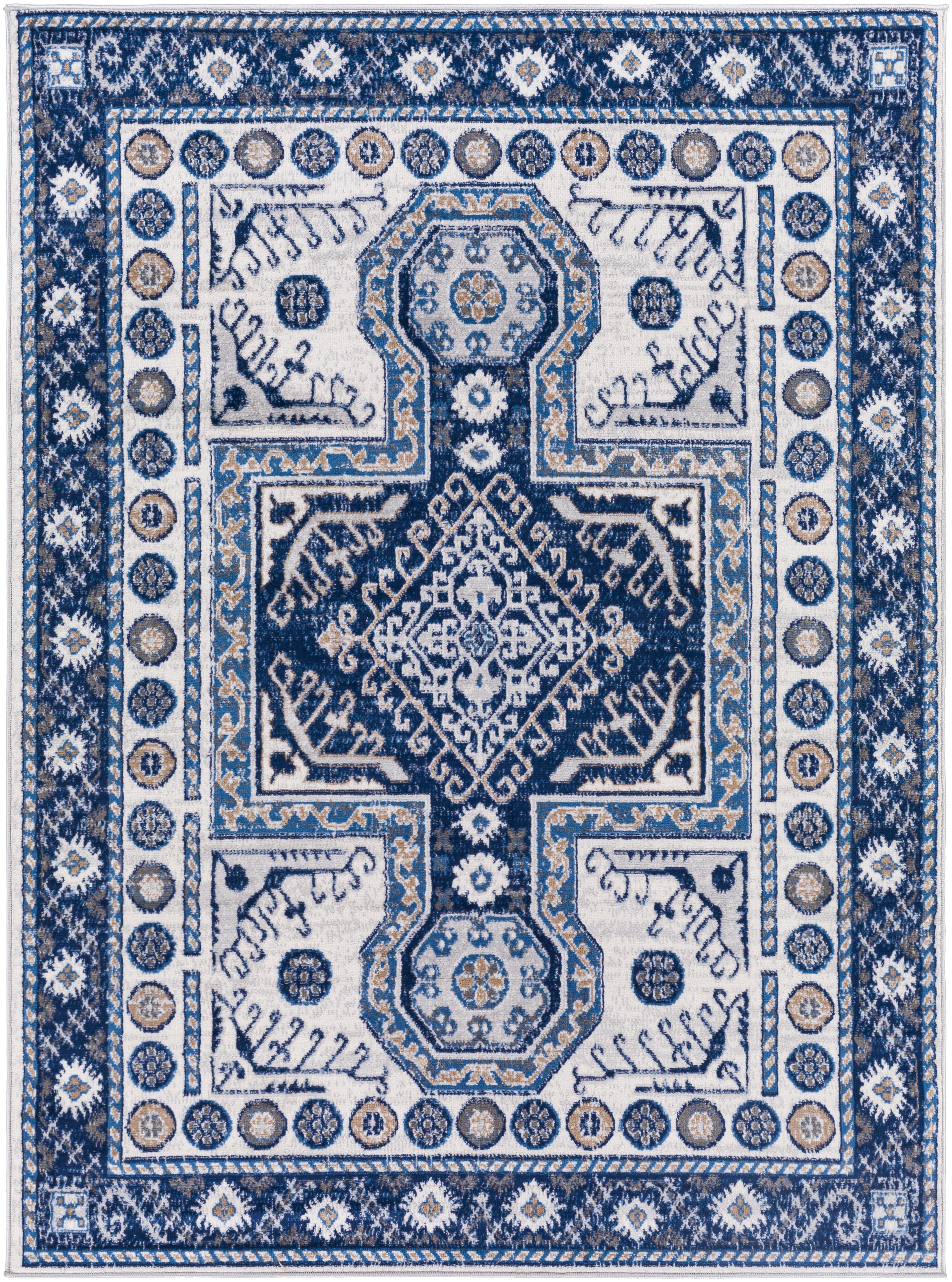 Cesar Blue Indoor 6'7" x 9' Machine Woven Rug - Image 0