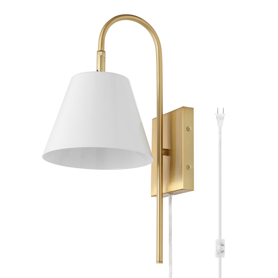 Rhoeva 10.5" Wall Sconce - Brass / White - Safavieh - Image 0