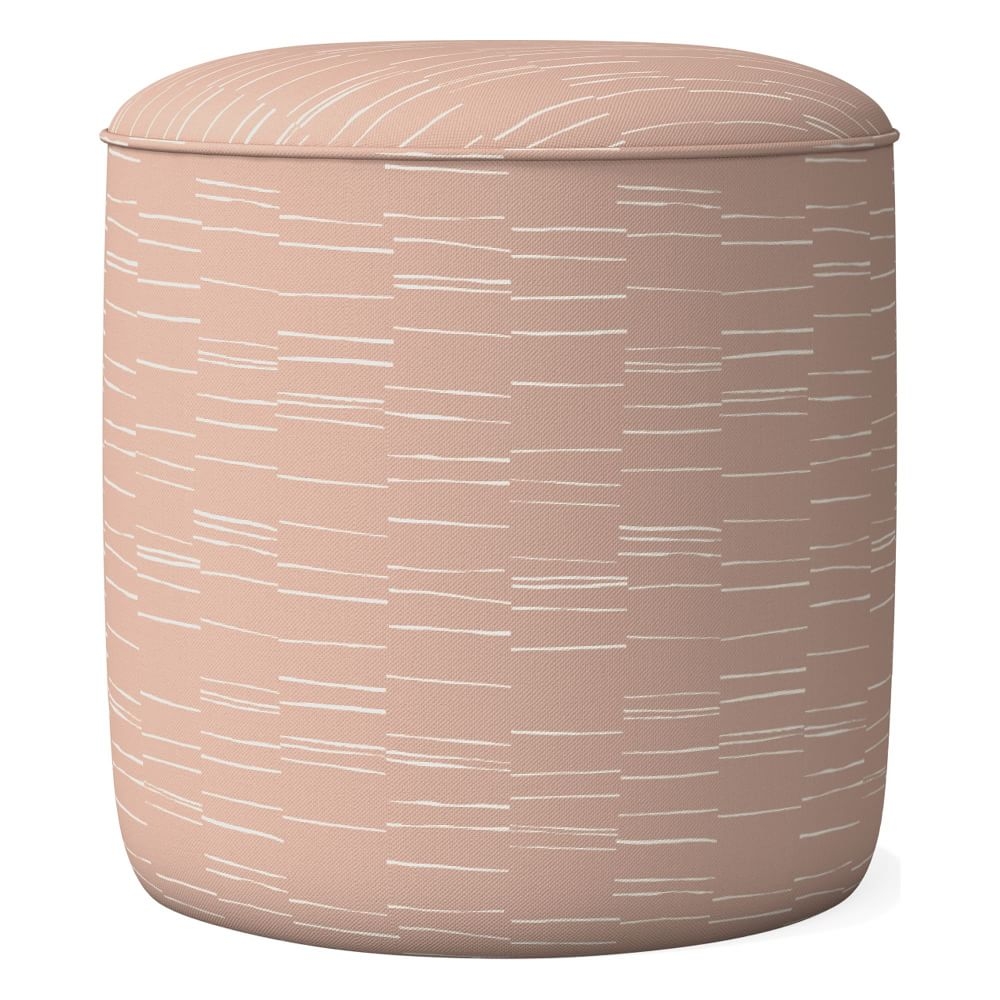 Roar & Rabbit Small Non Pleated Ottoman, Fragmented Stripe, Misty Rose, Concealed Support - Image 0