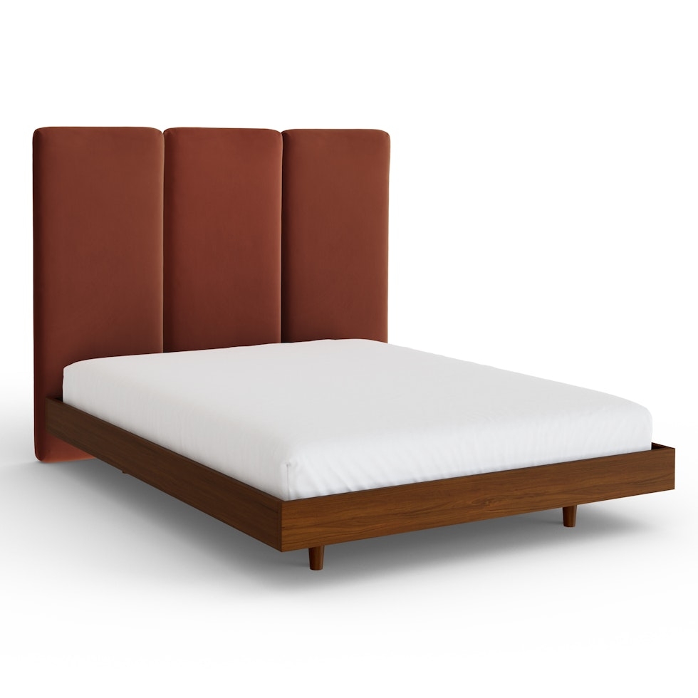 Noel Queen Tall Velvet Headboard -  Hale Rust - Image 1