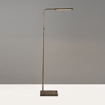 Task Marble LED Floor Lamp, Antique Brass & Brown Marble - Image 2