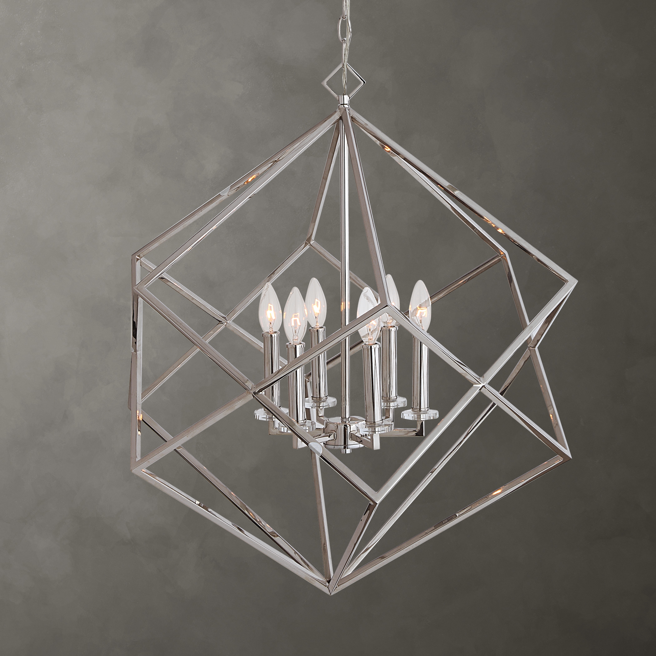 Euclid 6 Light Nickel Cube Pendant - Image 0