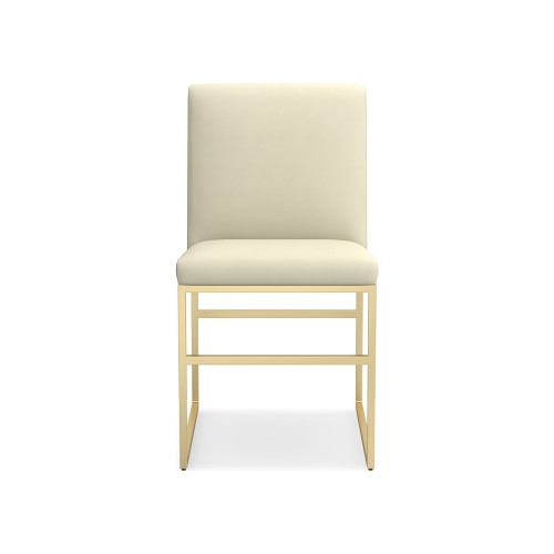 Lancaster Dining Side Chair, Brushed Canvas, Natural, Antique Brass - Image 0