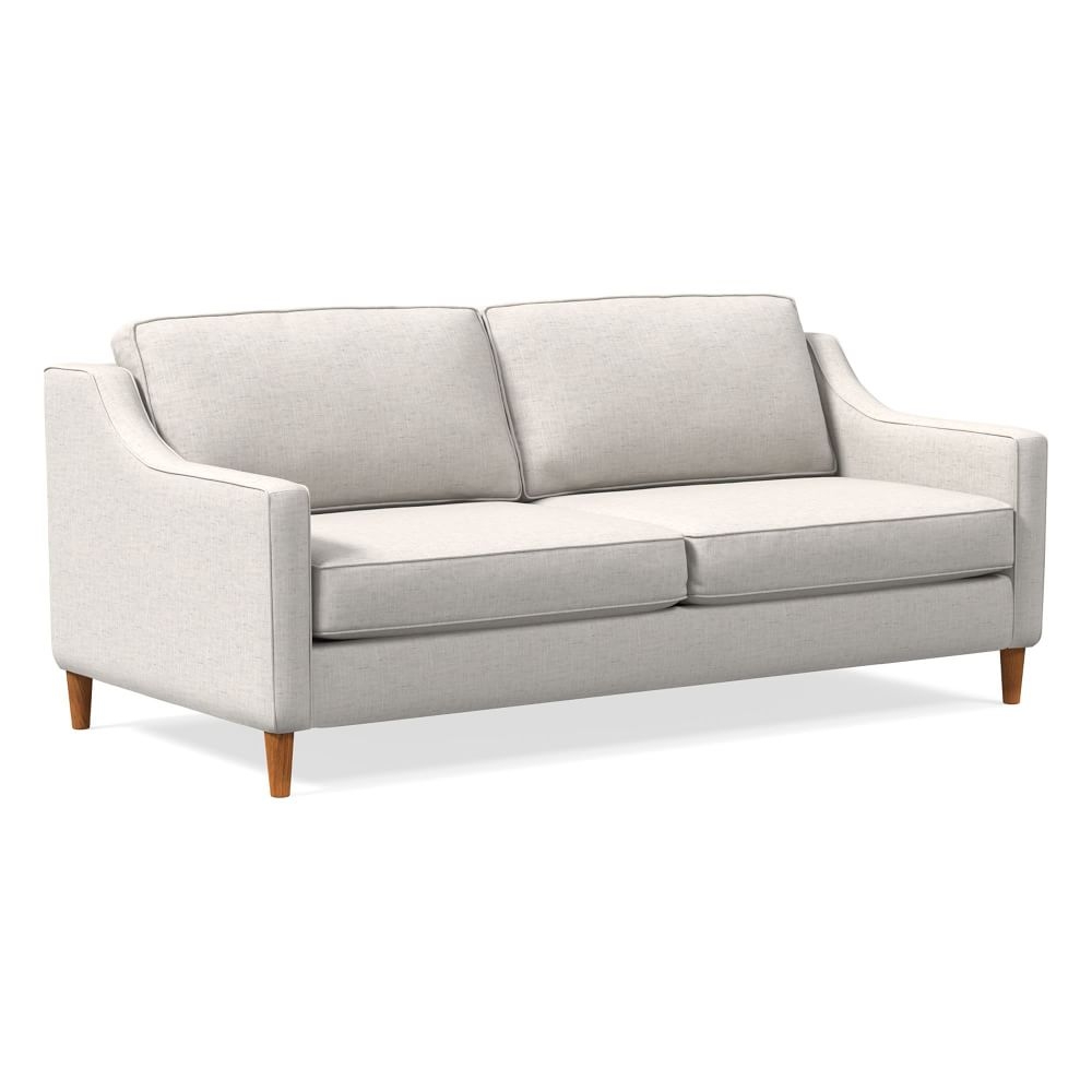 Paidge 73" Sofa, Performance Coastal Linen, White, Cone Pecan - Image 0