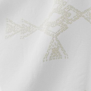 European Flax Linen Ladder Stripe Curtain, White/Natural, 48"x84" - Image 1