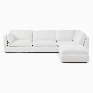 Hampton Left Arm 5-Piece L-Shape Chair Sectional Native Linen White CS - Image 3