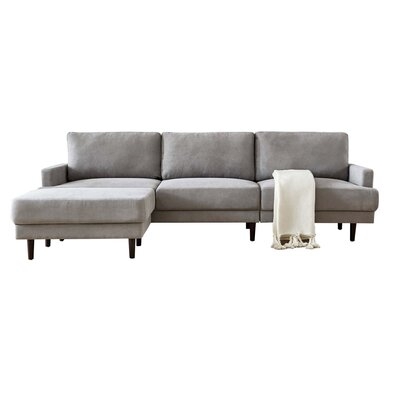 3 Seater Modern Fabric L Shape Sofa With Ottoman (blue) - Image 0