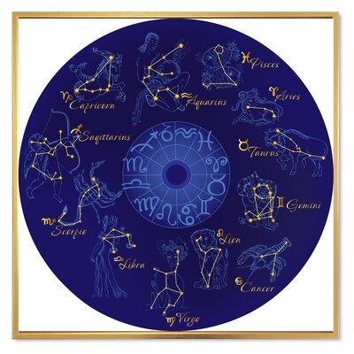 Zodiac With Constellations And Zodiac Signs - Modern Canvas Wall Art Print-FL35038 - Image 0