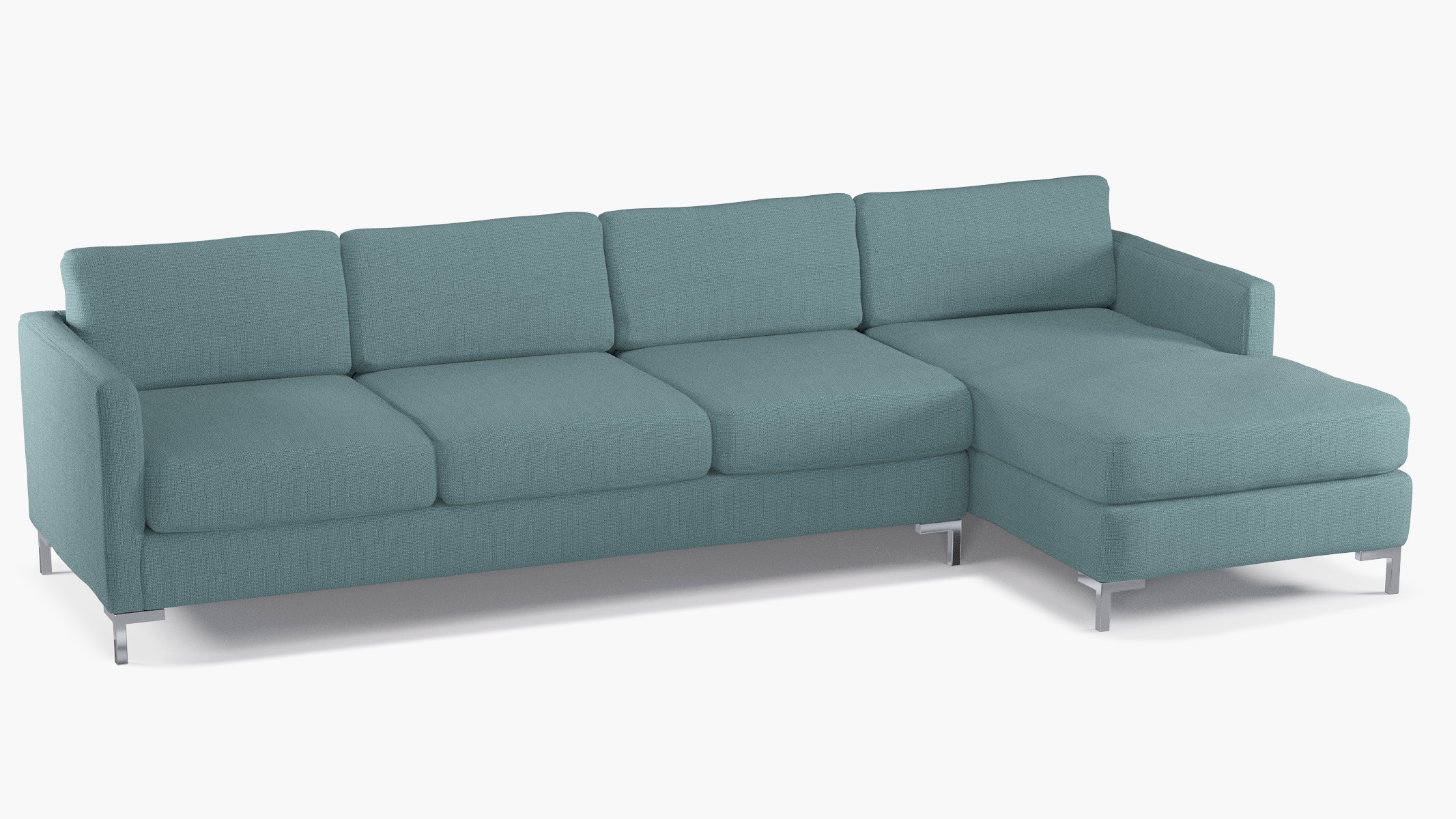Modern Sectional, Right Facing, Seaglass Everyday Linen, Chrome L Leg - Image 1