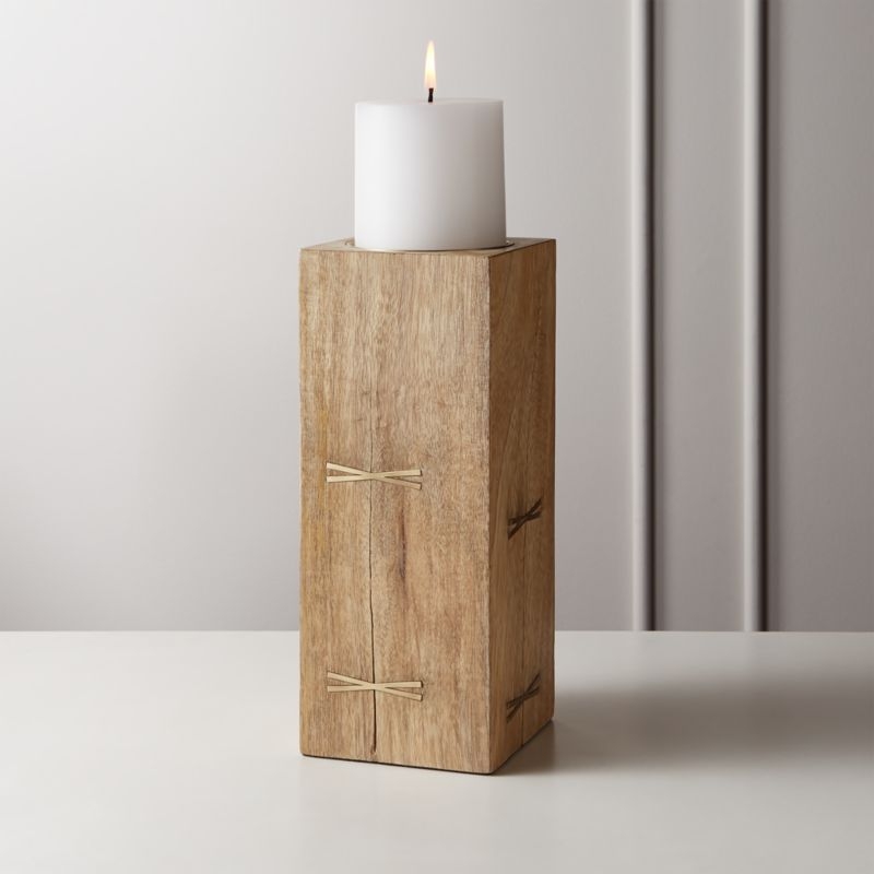 Bowtie Wood Pillar Candle Holder Small - Image 4