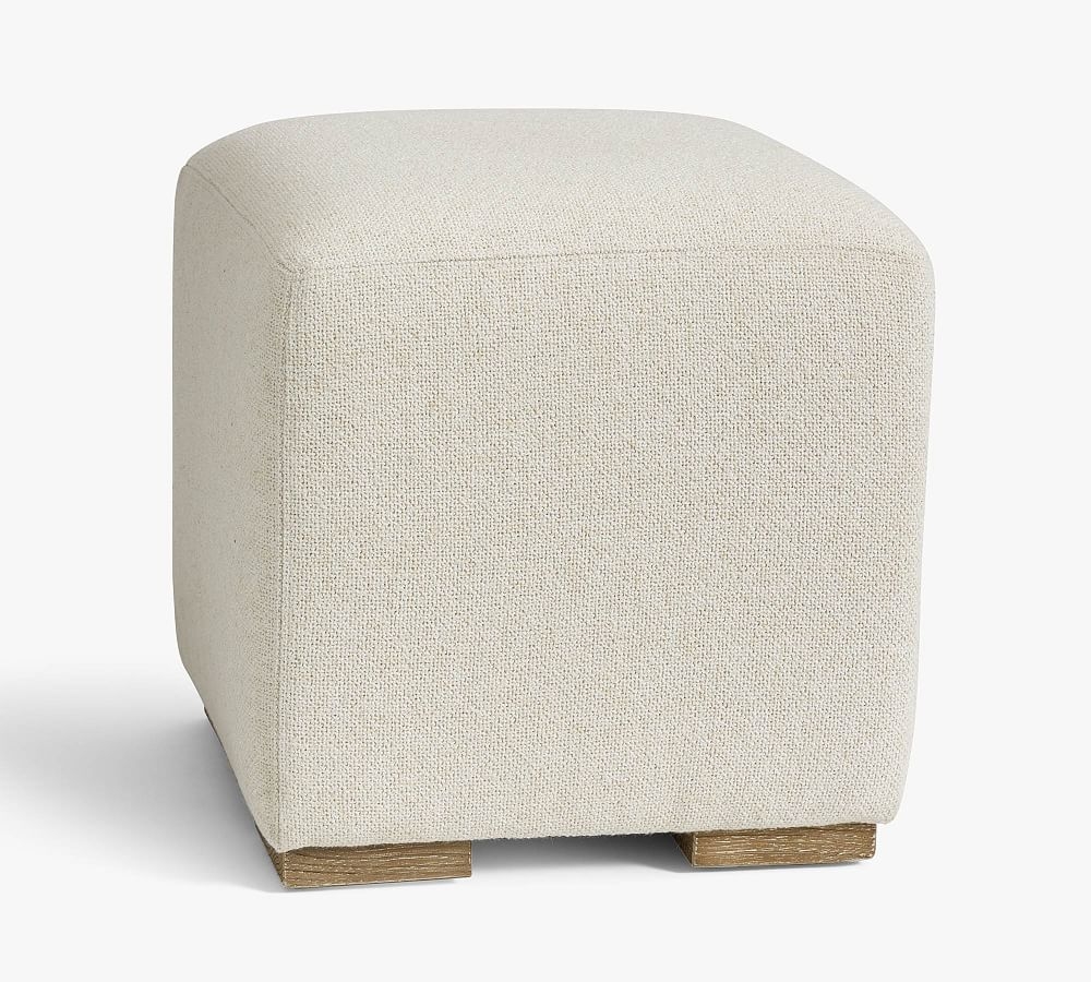 Universal Upholstered Cube, Basketweave Slub Oatmeal - Image 0