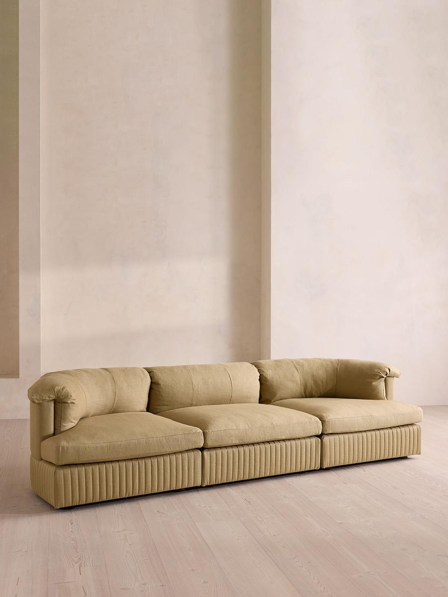 Oona Sectional Sofa, Four Seater, Linen, Wheat, US - Image 0