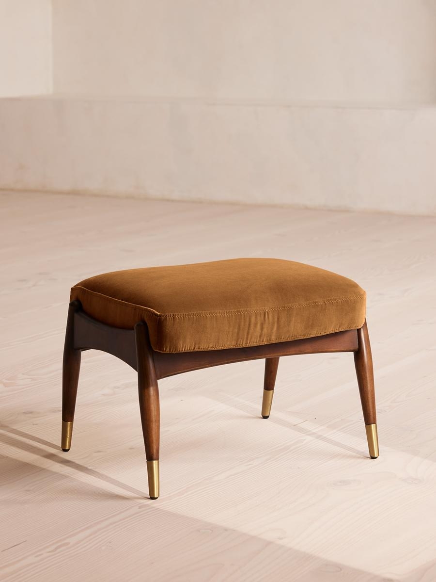 Theodore Footstool, Velvet, Mustard, US - Image 0