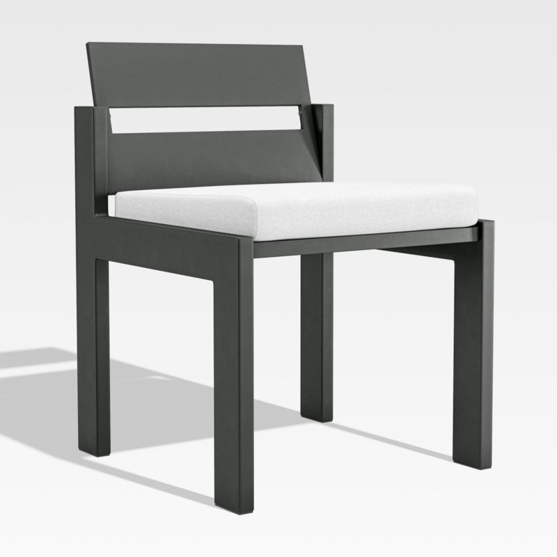 Walker Metal Outdoor Dining Chair with Canvas White Sunbrella ® Cushion - Image 1