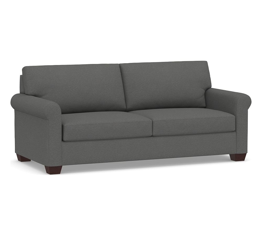 York Roll Arm Upholstered Sofa, Down Blend Wrapped Cushions, Park Weave Charcoal - Image 0