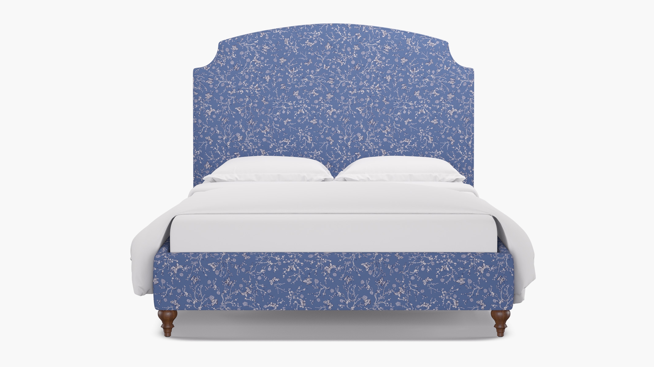 Cove Bed, Blue Mariposa, Walnut Traditional Turned Leg, King - Image 0