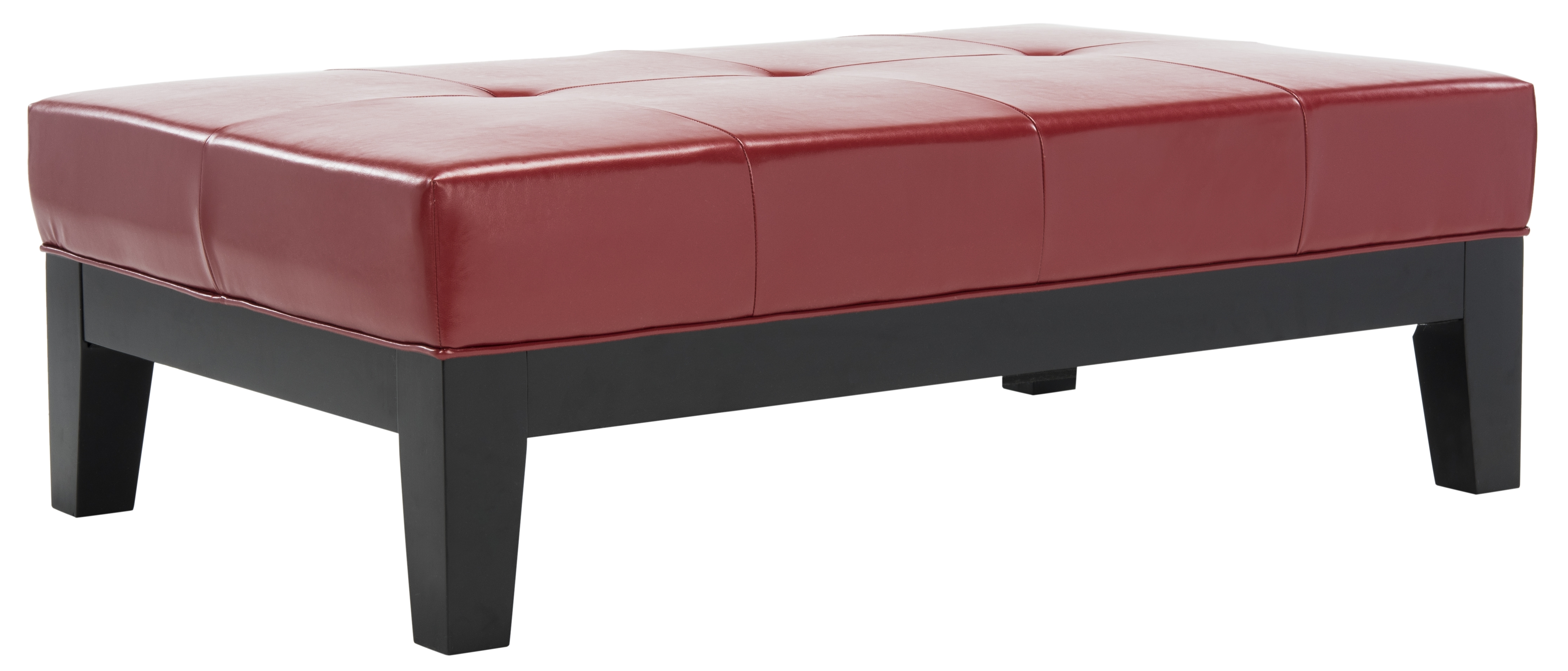 Jordan Cocktail Ottoman - Black/Red - Safavieh - Image 1