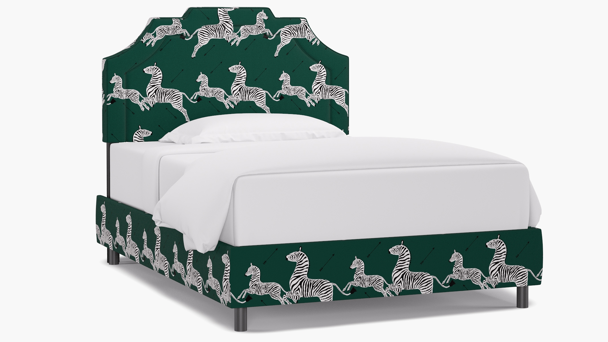 Art Deco Bed, Emerald Zebra, Full - Image 1