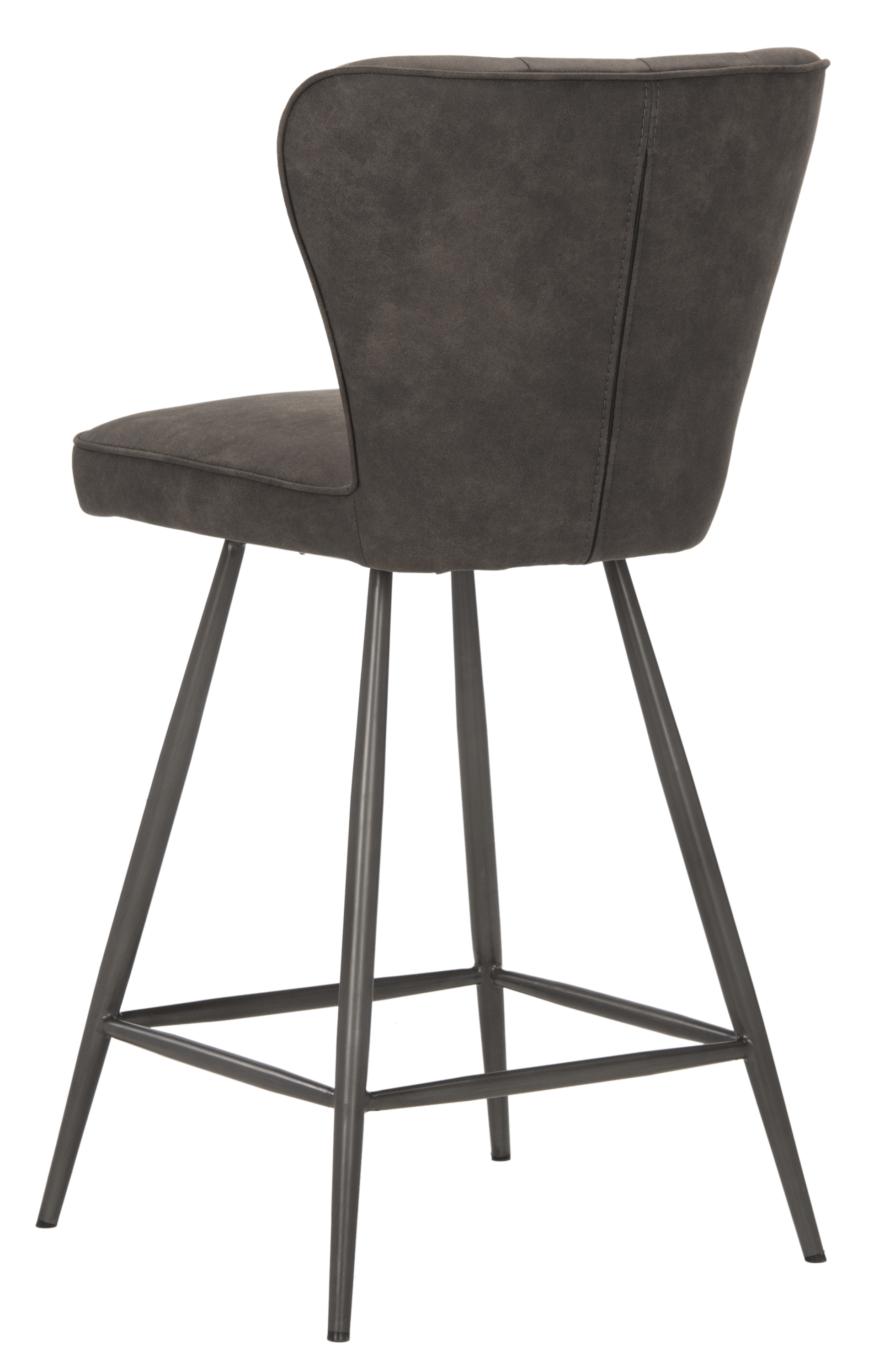 Ashby 26"H Mid Century Modern Leather Tufted Swivel Counter Stool - Grey/Black - Safavieh - Image 2