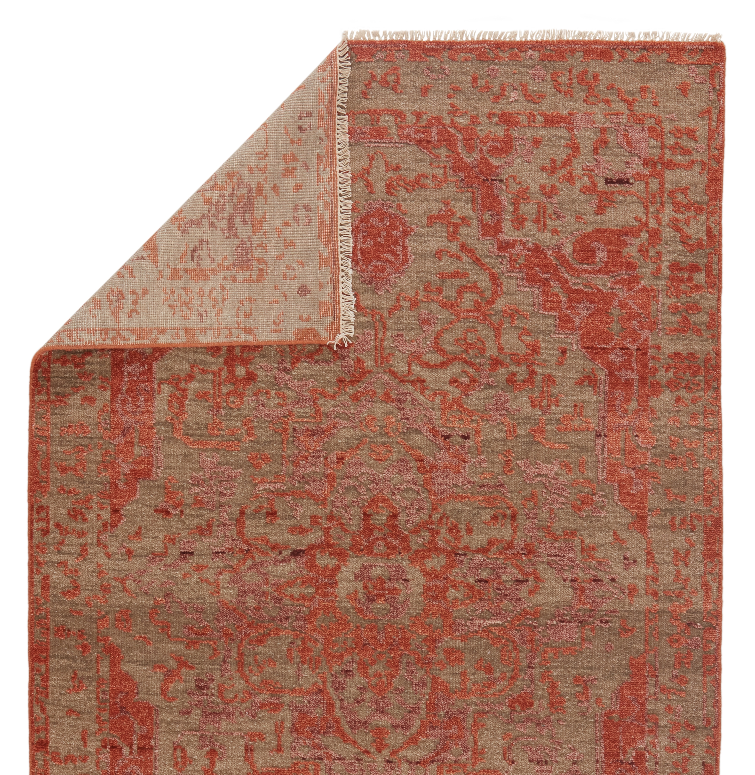 Azar Hand-Knotted Medallion Rust/ Taupe Area Rug (9'X12') - Image 2