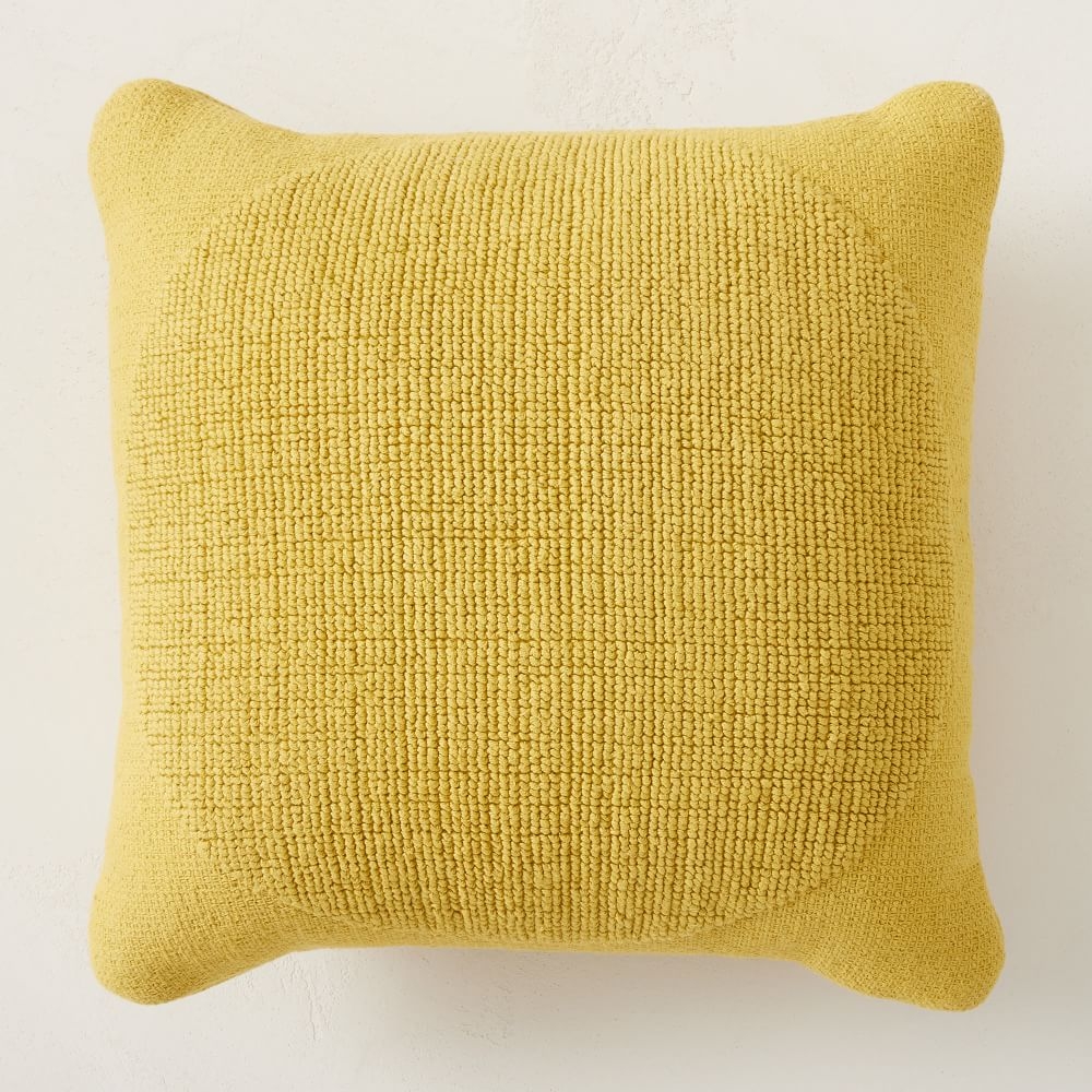Outdoor Tufted Circle Pillow, 20"x20", Dark Horseradish - Image 0