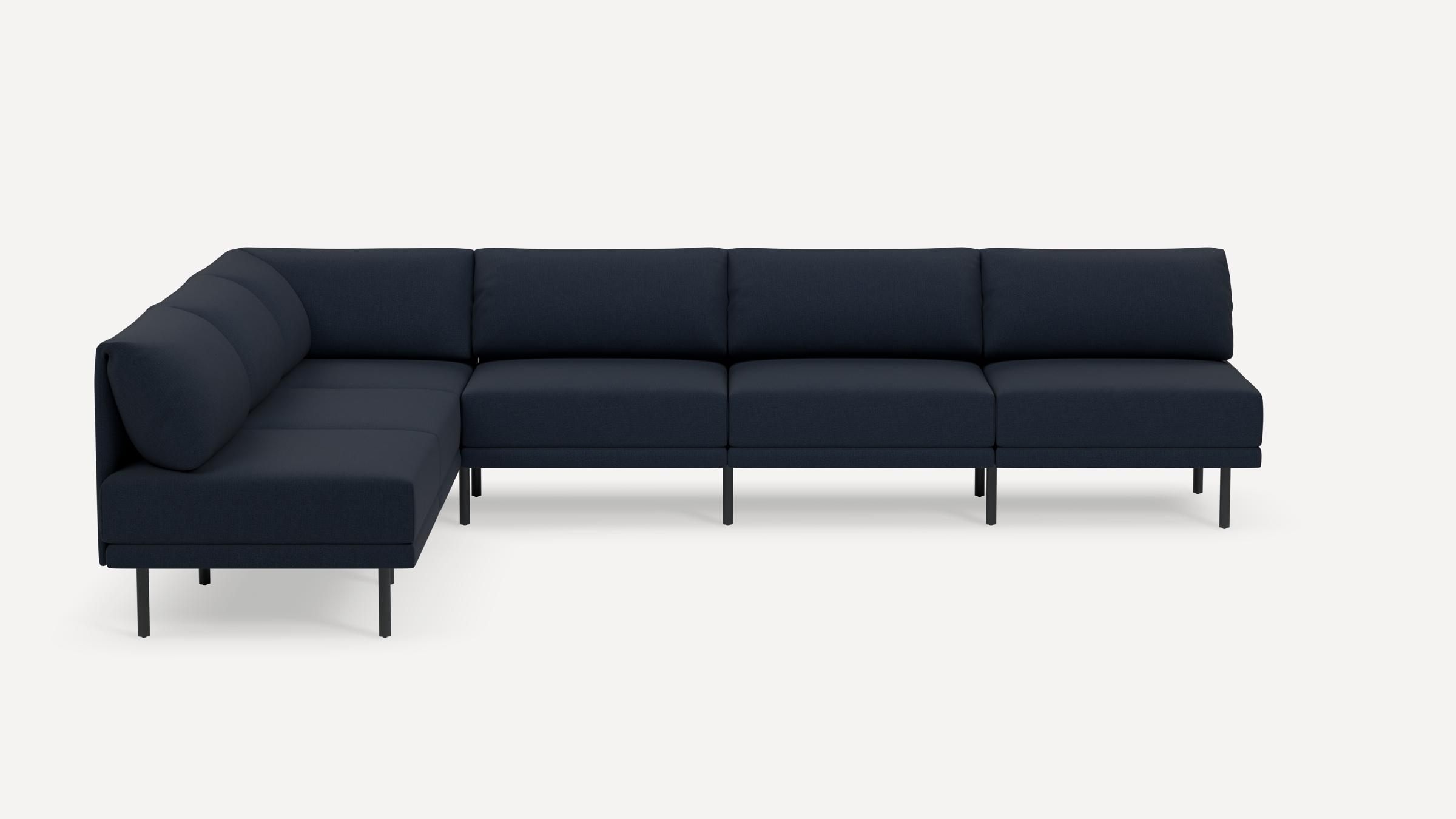 Range 6-Piece Open Sectional - Moss Green - Performance Flatweave / Black - Metal - Image 8