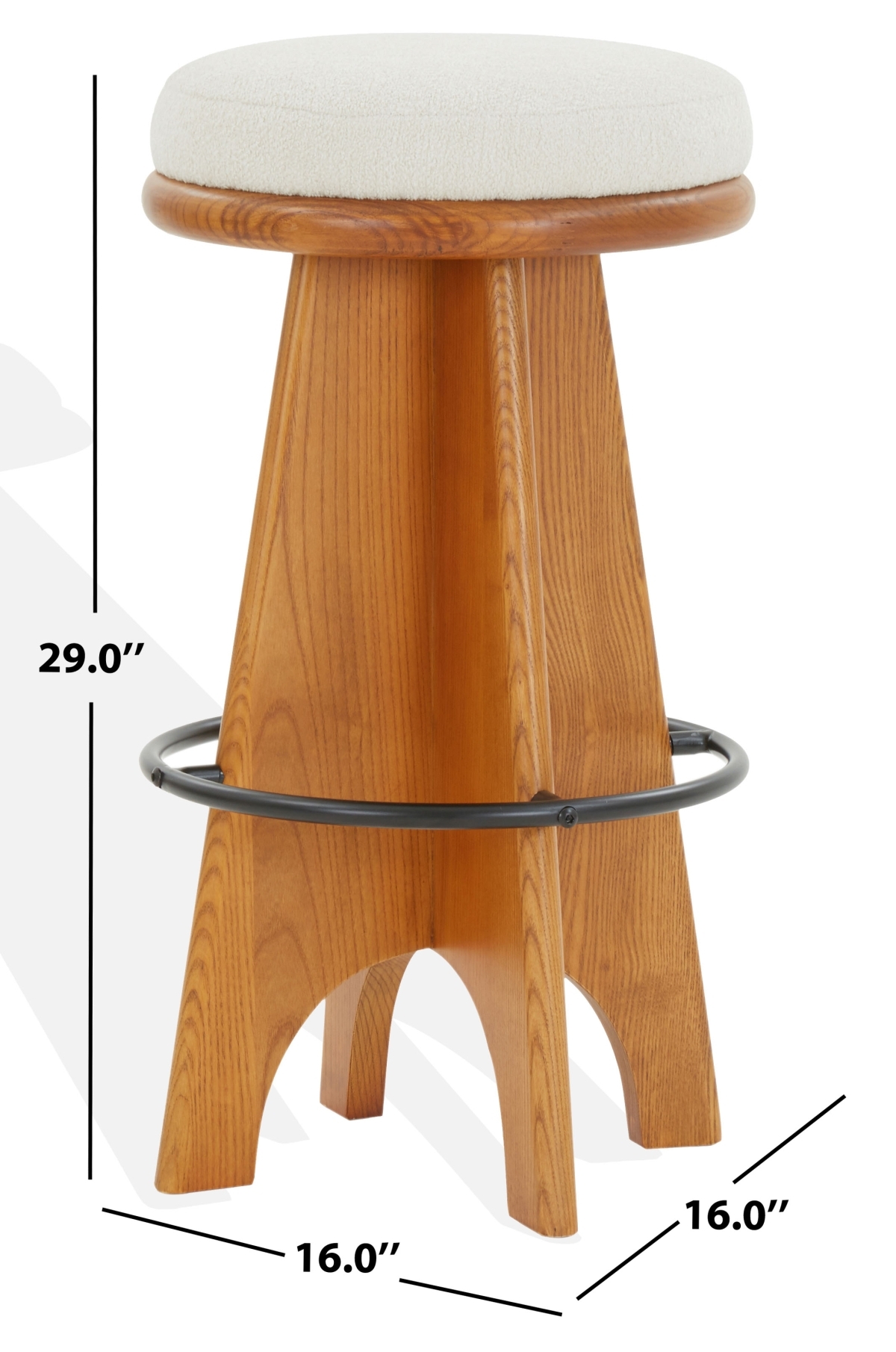 Bellarita Round Swivel Barstool - Ivory/Walnut - Image 5
