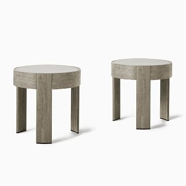 Portside Outdoor 20 in Set of 2, Round Side Table, Weathered Gray - Image 0