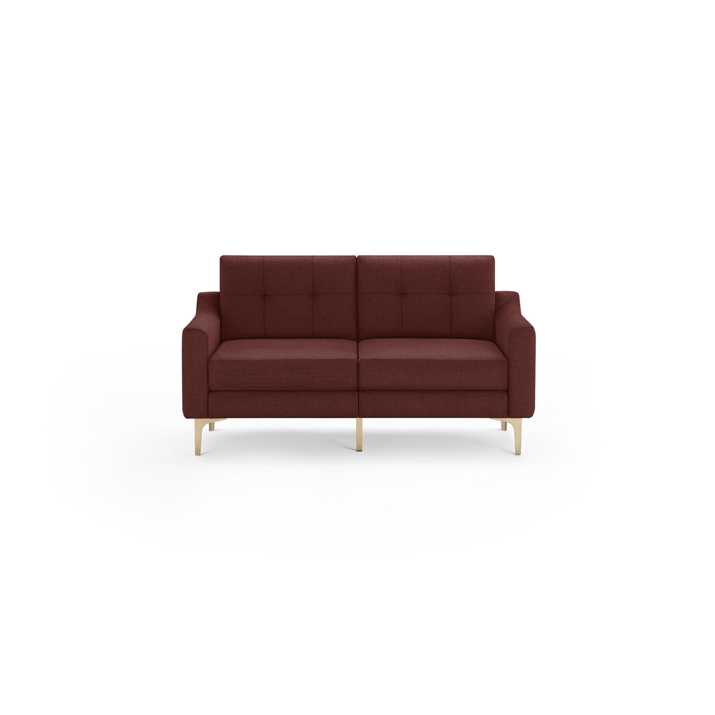 Nomad Loveseat - Brick Red - Performance Basketweave / Brass - Metal / Slope - Image 0