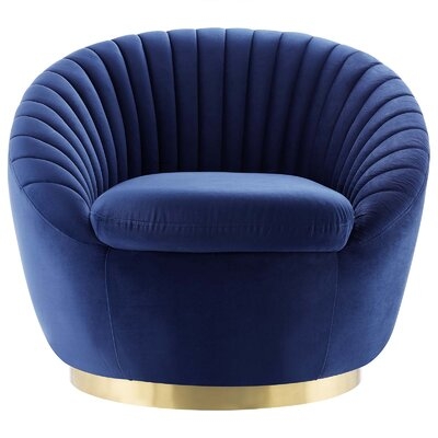 Marven Tufted Performance Velvet Performance Velvet Swivel Chair In Gold Pink - Image 0