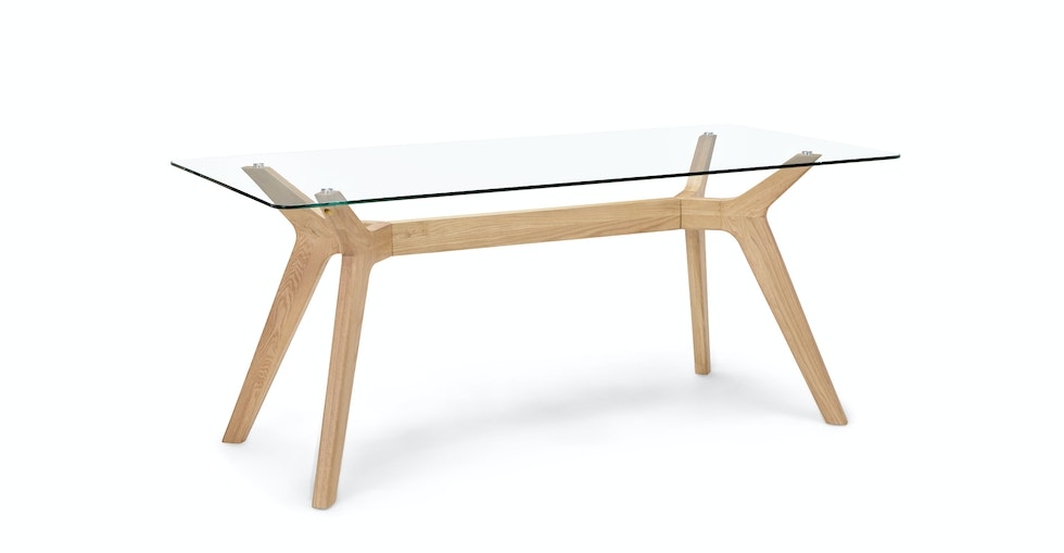 Emmer 71" Glass Dining Table - Oak - Image 0