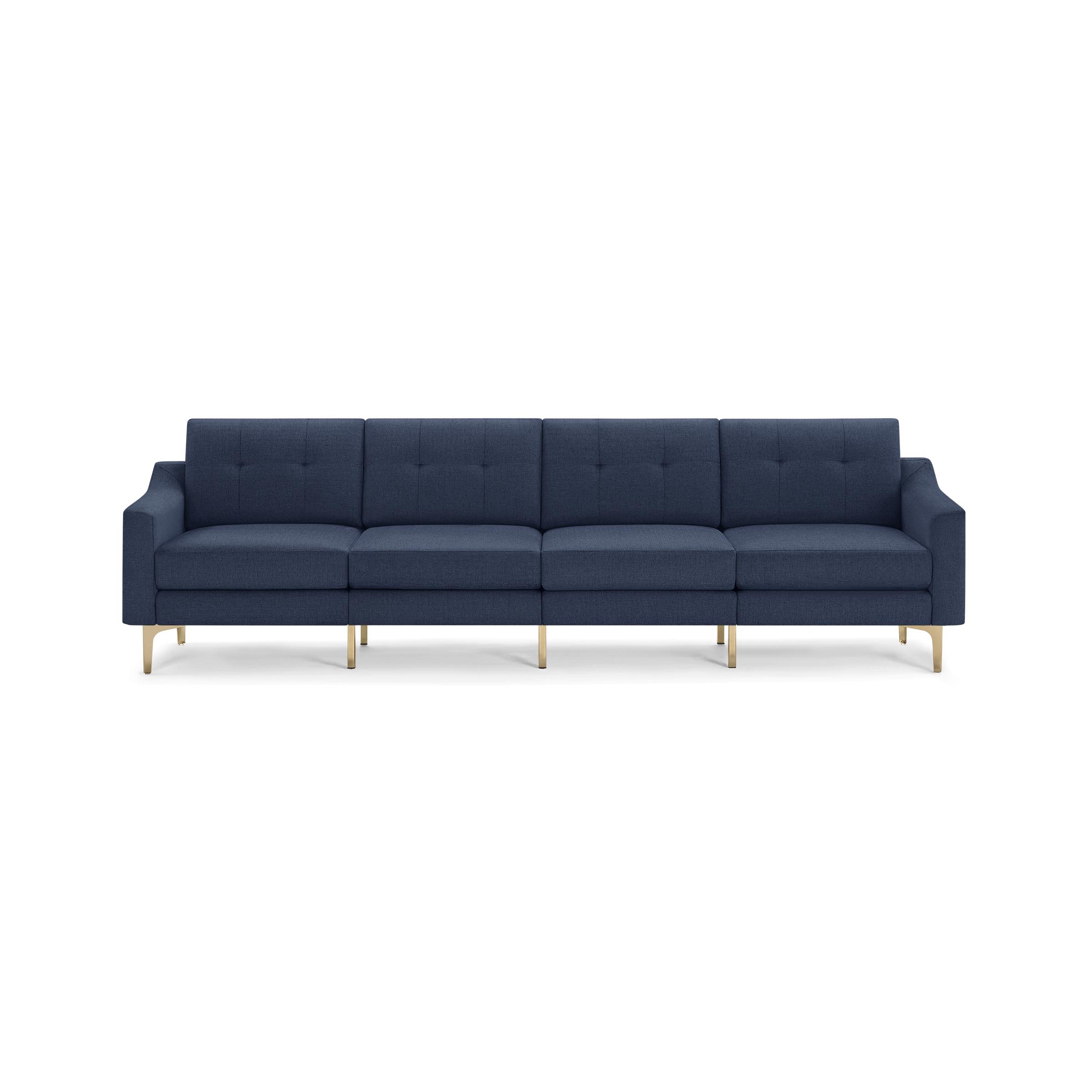 Nomad King Sofa - Navy Blue - Performance Basketweave / Brass - Metal / Slope - Image 0