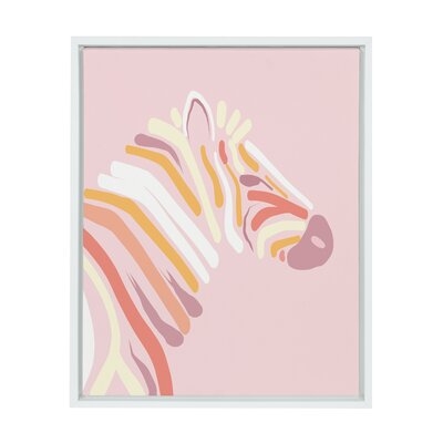 'DV 19 71 Zebra Pink' by Dominique Vari - Floater Frame Painting Print on Canvas - Image 0