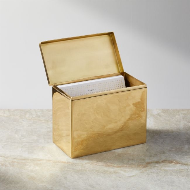 Polished Brass Recipe Box with Recipe Cards Set - Image 0