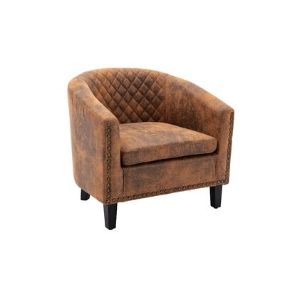 29" W Faux Leather Barrel Chair - Image 0