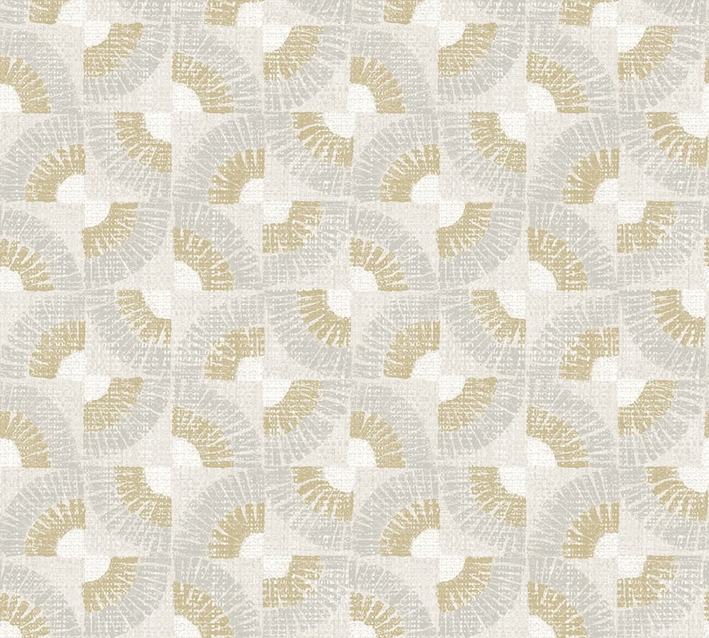 Grasscloth Canary Gold Fans Peel & Stick Removable Wallpaper, 27"W x 324"L - Image 0