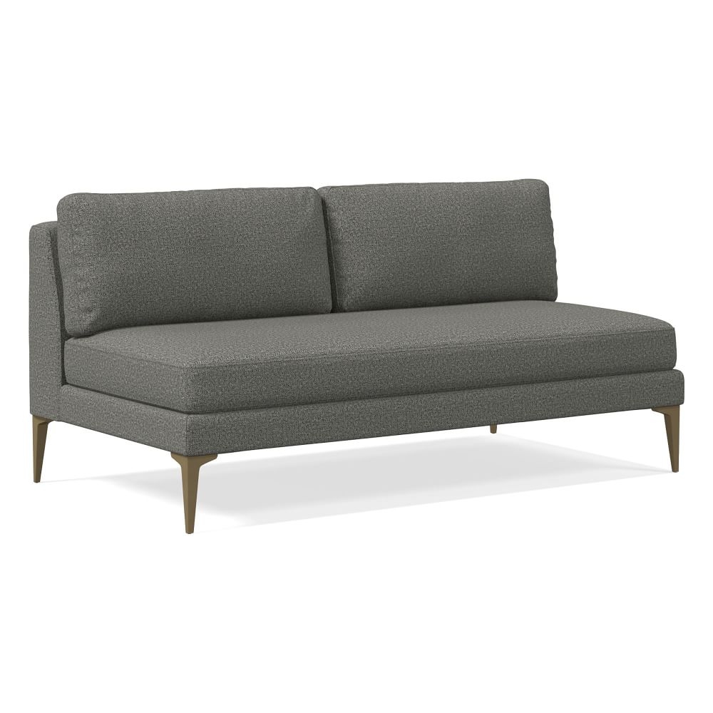 Andes Petite Armless 2 Seater, Poly, Twill, Slate, Blackened Brass - Image 0