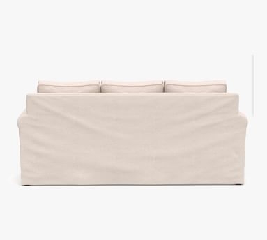 Cameron Roll Arm Slipcovered Side Sleeper Sofa, Polyester Wrapped Cushions, Performance Heathered Basketweave Platinum - Image 4